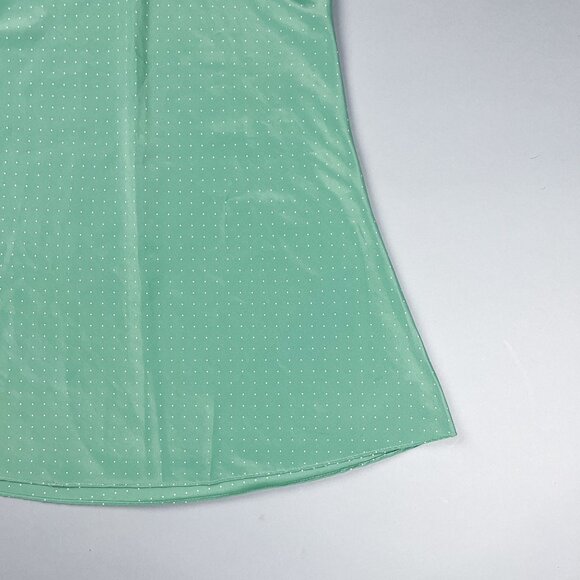 Polka Dot Slip, 90s Sage Green Dotted White with White Lace and Adjustable Strap - Picture 3 of 9